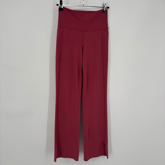 Athleta Pants - Athleta Transcend Stash Crop Side Slit Hem Pants Berry Pink High Rise Size Small